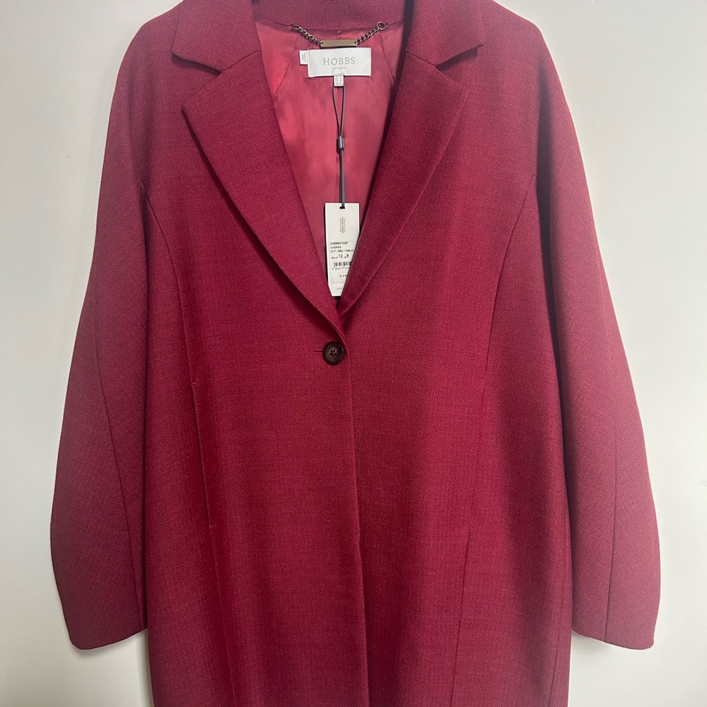 Hobbs (London) Women's wool coat in US size 8. NWT